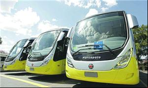 Alguns dos novos ônibus que vão circular pela capi