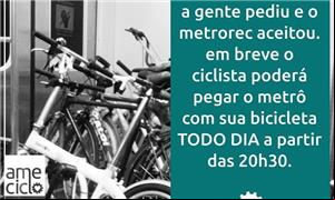 Bicicletas poderão ser embarcadas no Metrô