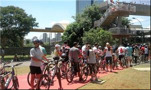 Congestionamento na ciclovia Rio Pinheiros