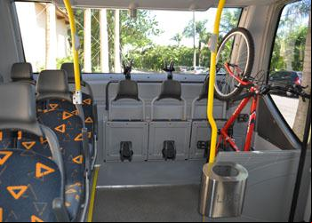 Em teste: ônibus com espaço interno para bikes
