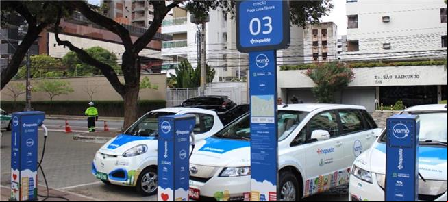 Estação de recarga de carros do sistema Vamo, em F