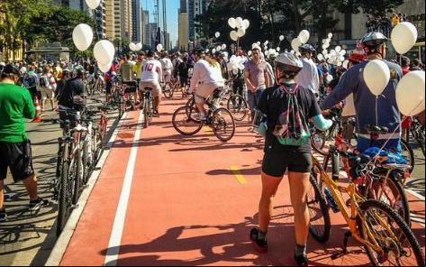 Inauguração da ciclovia da av. Paulista, em 2015: