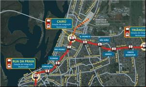 Mapa do traçado do metrô de Porto Alegre