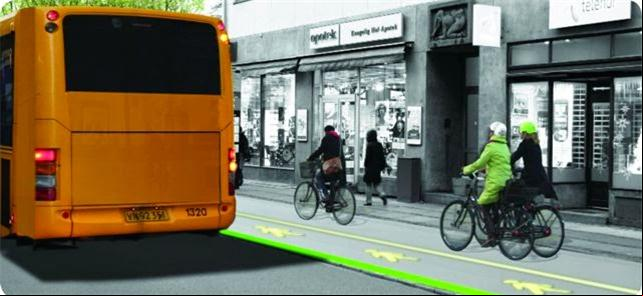 Modelo mostra luzes de LED para sinalizar ciclovia