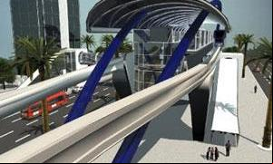 Perspectiva de uma das estações do monotrilho