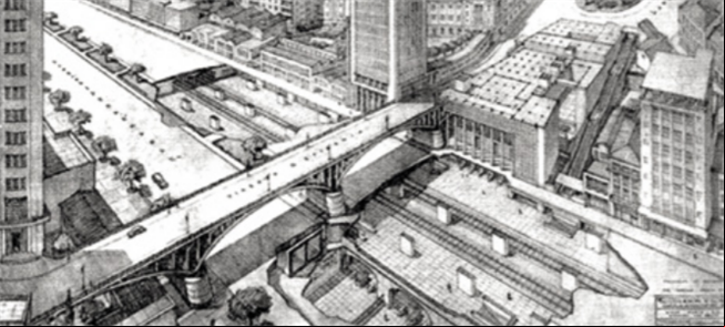 Proposta de 1956 para estação no Centro de São Pau