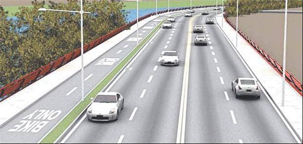 Renderização do projeto: avenida larga, com 22 m d