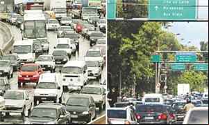 Trânsito congestionado em São Paulo e Recife
